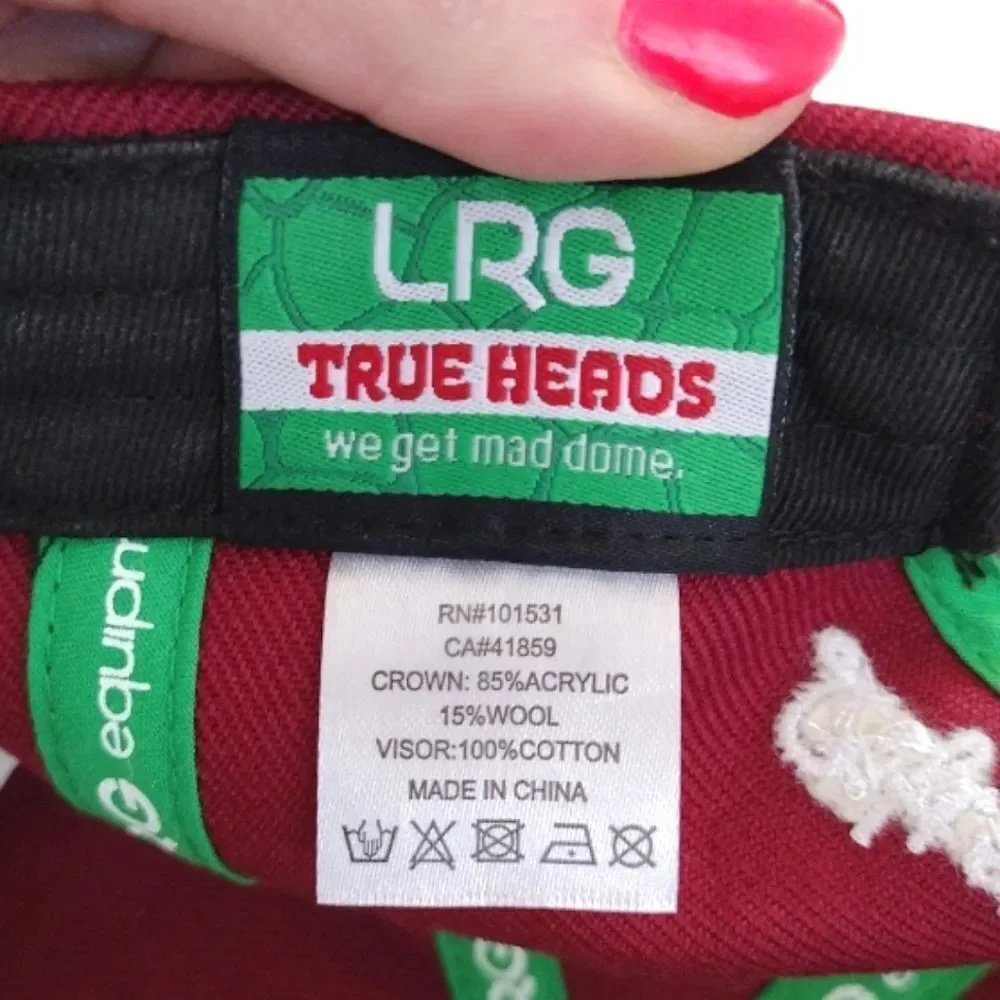 LRG Lifted Research Group Maroon Grey Wool Blend Snapback Hat NWOT